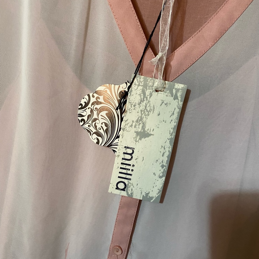 Miilla Clothing Asymmetrical Layered Dress in Pink and Gray - Picture 2 of 6